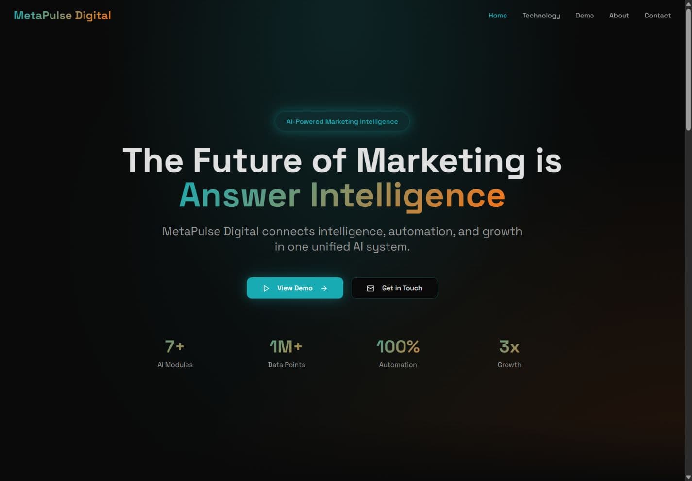 MetaPulse Digital actual website screenshot